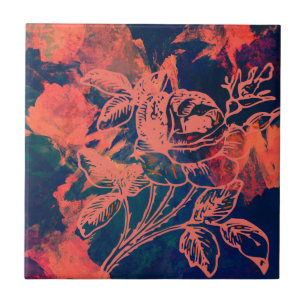 Abstract Red Rose Art Ceramic Tile