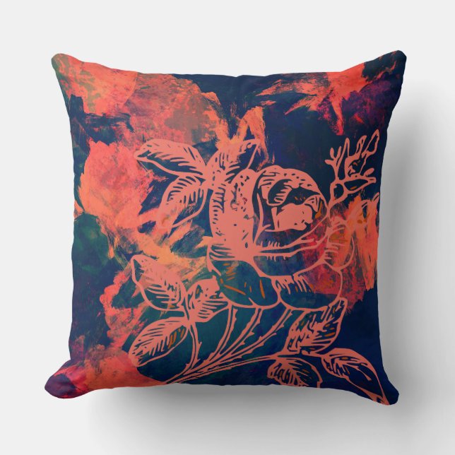 Abstract Red Rose Art Cushion (Front)