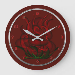 Abstract Red Rose Wall Clock