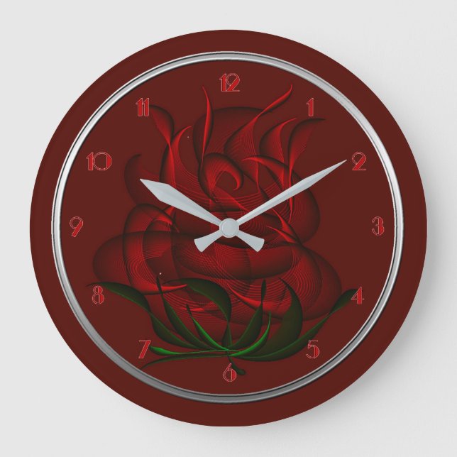 Abstract Red Rose Wall Clock (Front)