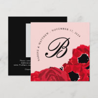 Abstract Red Roses and Poppies Save the Date