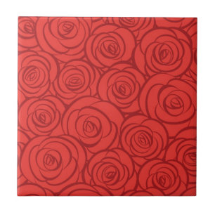 Abstract Red Roses Background Ceramic Tile