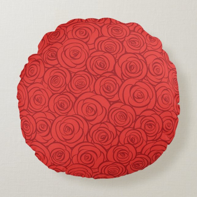 Abstract Red Roses Background Round Cushion (Front)