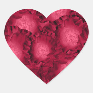 Abstract red roses poppy flowers floral romantic V Heart Sticker