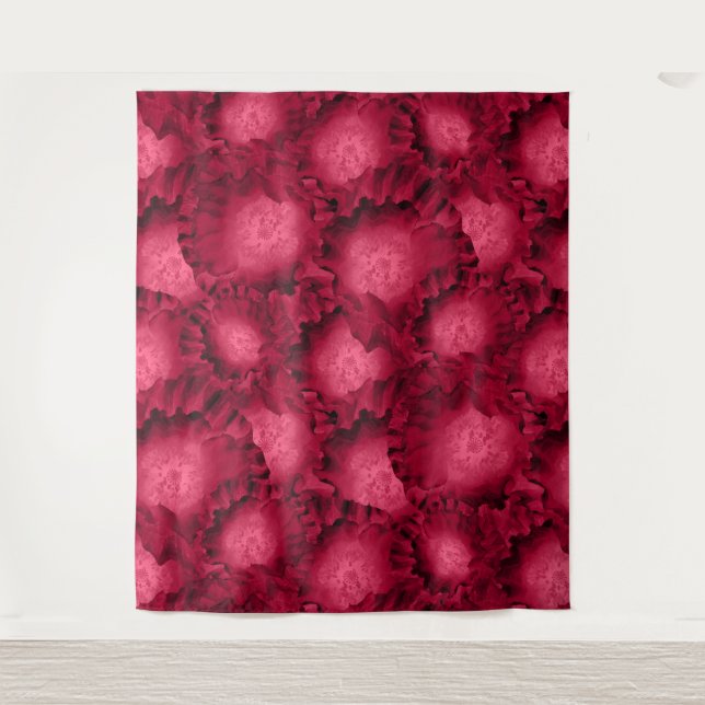 Abstract red roses poppy flowers floral romantic V Tapestry (Front)