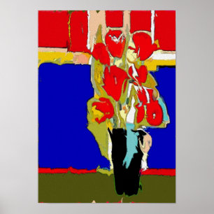 Abstract Red Roses Poster