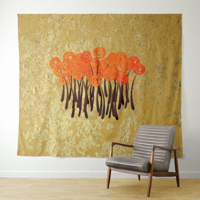 Abstract Red Roses Tapestry (In Situ (Horizontal))
