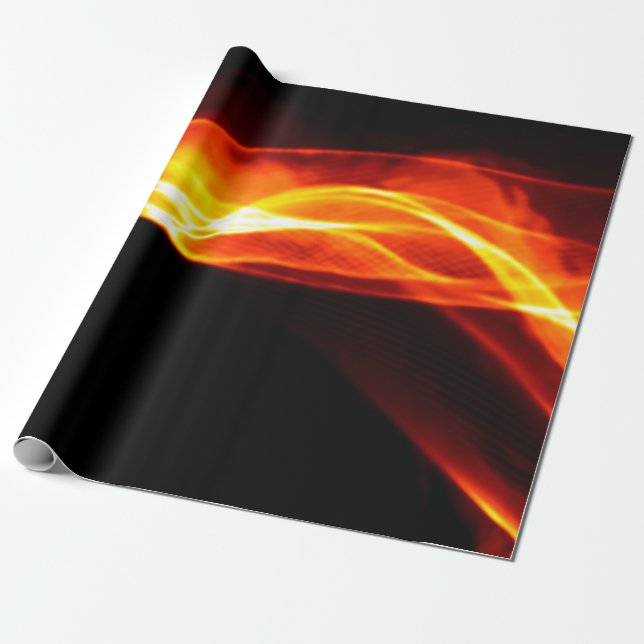 Abstract red smoke Fire over black background. Wav Wrapping Paper (Unrolled)