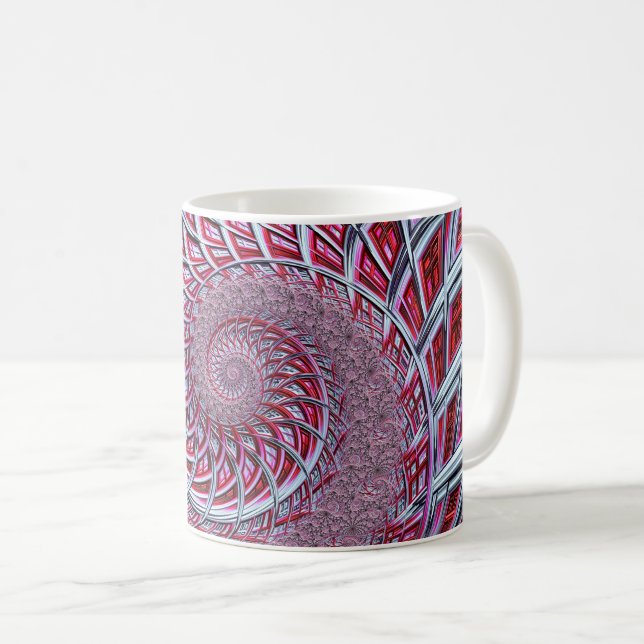 Abstract Red Spiral Fractal Coffee Mug (Front Right)
