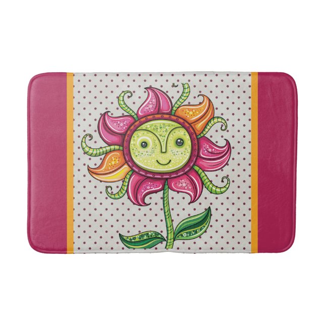 Abstract Red Sunflower Bath Mat (Front)