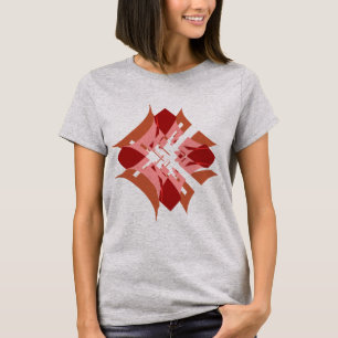 Abstract Red Tan Pink Diamond Floral Pop Art Look T-Shirt