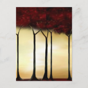 Abstract Red Trees Postcard