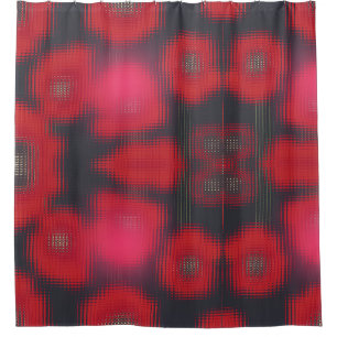 Abstract Red Tulips on Black Shower Curtains