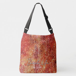 Abstract Red Watercolor Flourish w Custom Text Crossbody Bag