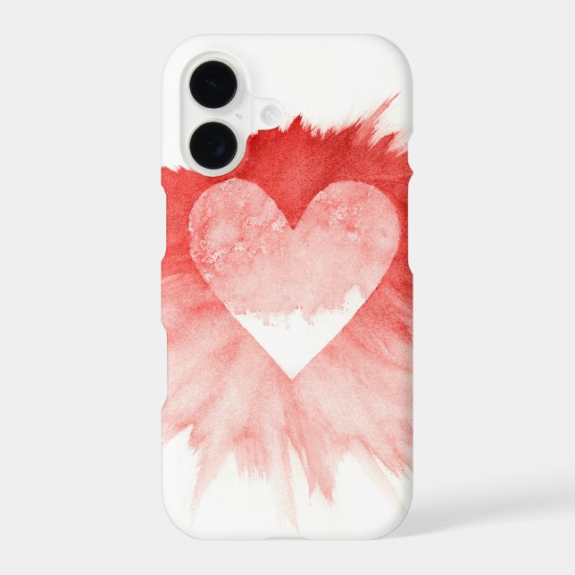 Abstract Red Watercolor Splash Heart iPhone Case (Back)