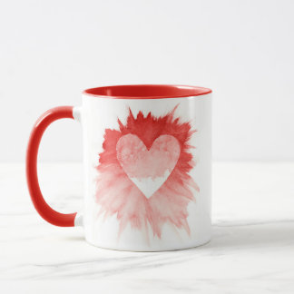 Abstract Red Watercolor Splash Heart Two-Tone Coff Mug