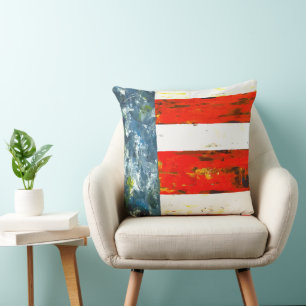 Abstract Red, White and Blue Flag-like Square  Cushion