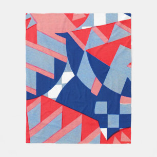 abstract red white and blue print no. 1 fleece blanket