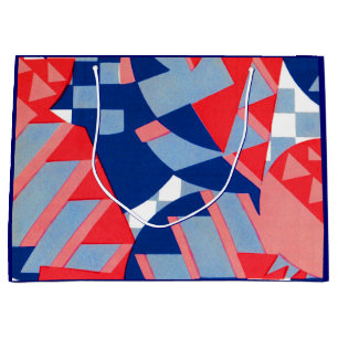 abstract red white and blue print no. 1 large gift bag
