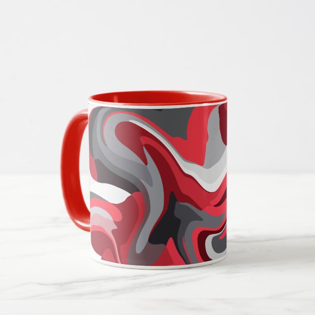 Abstract Red, white and Grey Colour Flow  Mug (Front Left)
