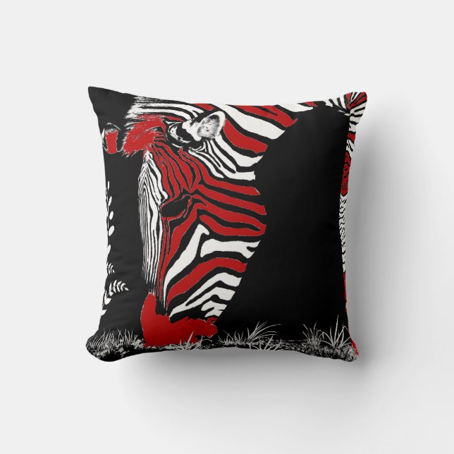 Abstract Red White Black Pillow (Front)