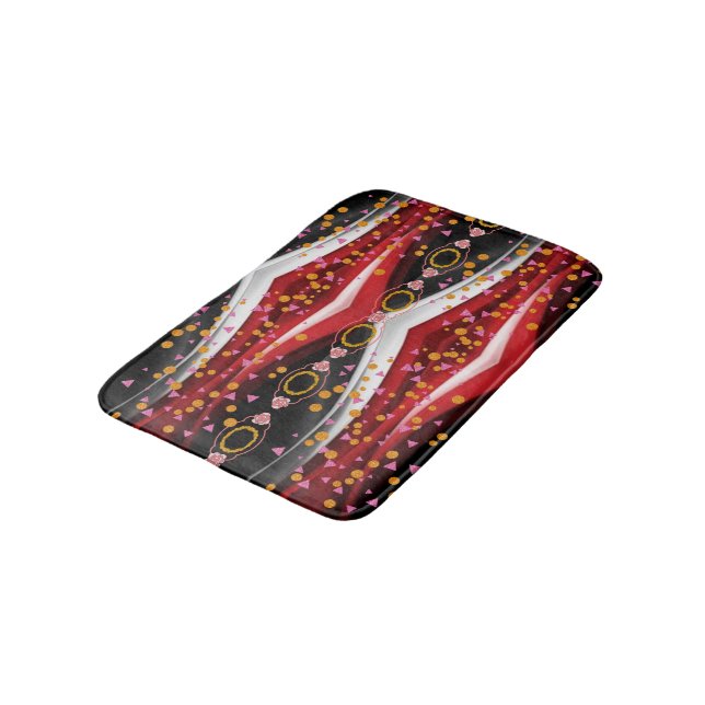 Abstract Red White Black  Shower Mat bathroom (Angled)