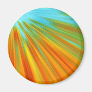 Abstract red yellow orange green stripes on blue magnet