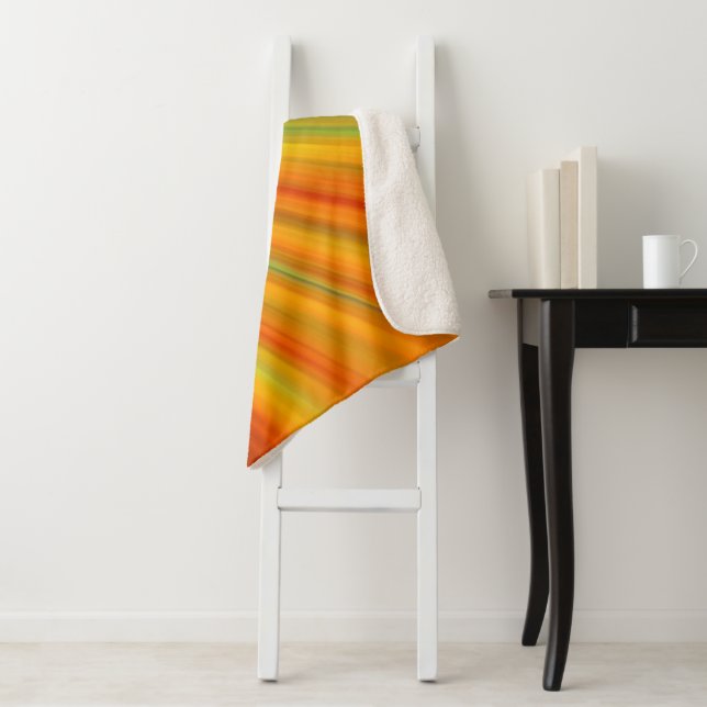 Abstract  red yellow orange green stripes on blue  sherpa blanket (In Situ)