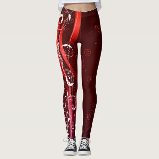 Abstract Reds and White Leggings