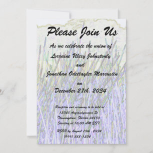Abstract reeds In purple and white colours Invitation