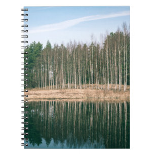 Abstract reflections of beautiful trees in the lak notebook