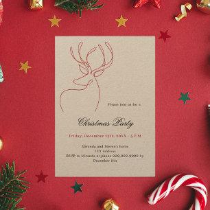 Abstract reindeer craft beige Christmas Party Invitation