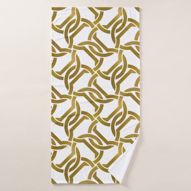 Abstract repeatable background of golden twisted s bath towel (Bath Towel)