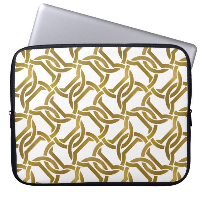 Abstract repeatable background of golden twisted s laptop sleeve (Front)