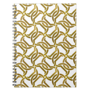 Abstract repeatable background of golden twisted s notebook