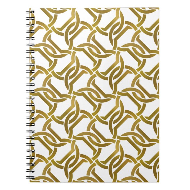 Abstract repeatable background of golden twisted s notebook (Front)