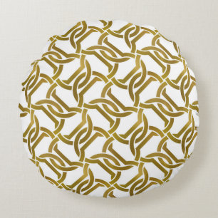 Abstract repeatable background of golden twisted s round cushion