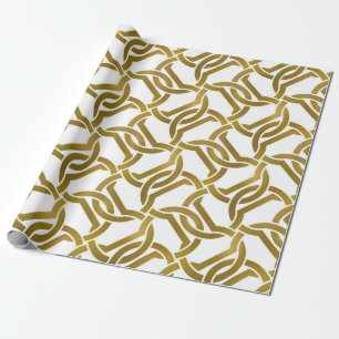 Abstract repeatable background of golden twisted s wrapping paper