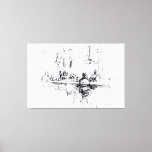 Abstract Restaurant Scene - Canvas Print