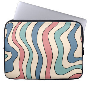 Abstract Retro 70s Marble Blue Red Groovy Pattern Laptop Sleeve