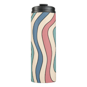 Abstract Retro 70s Marble Blue Red Groovy Pattern Thermal Tumbler