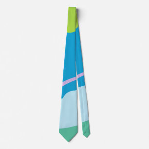 Abstract Retro Blue and Green Textured Stripes Tie