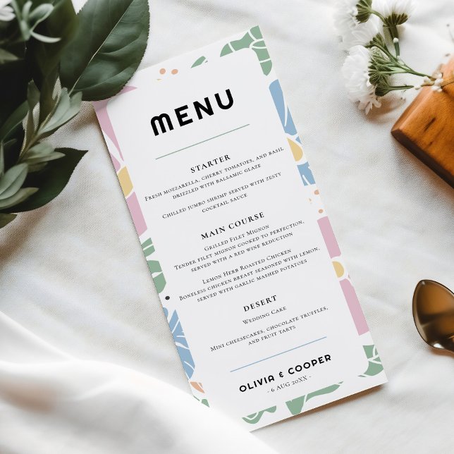 Abstract Retro Boho Chic Colourful Floral Wedding Menu (Creator Uploaded)