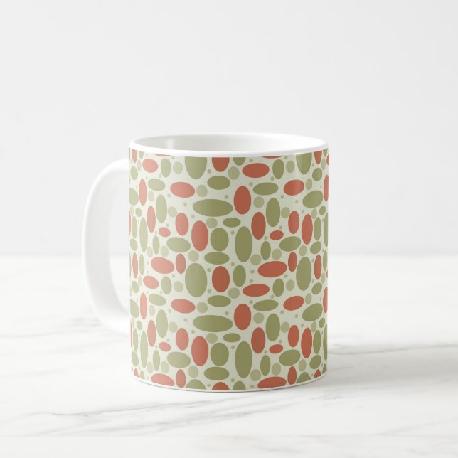 Abstract retro brown beige green sea pebbles stone coffee mug (Front Left)