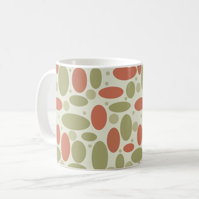 Abstract retro brown beige green sea pebbles stone coffee mug (Front Left)