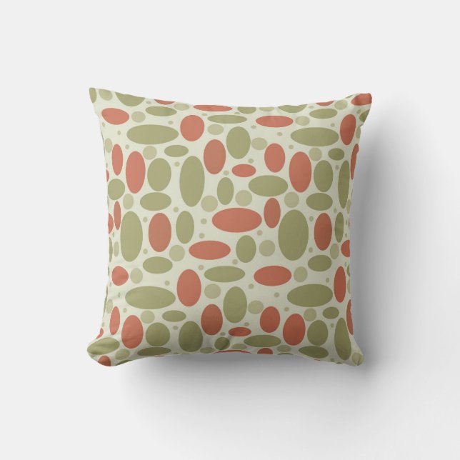 Abstract retro brown beige green sea pebbles stone cushion (Front)