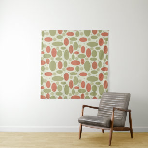 Abstract retro brown beige green sea pebbles stone tapestry