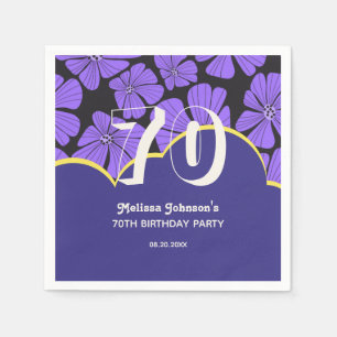 Abstract Retro Chamomile Floral Purple Birthday Napkin