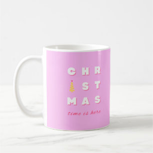 Abstract Retro Christmas Pink Holiday Decor Preppy Coffee Mug