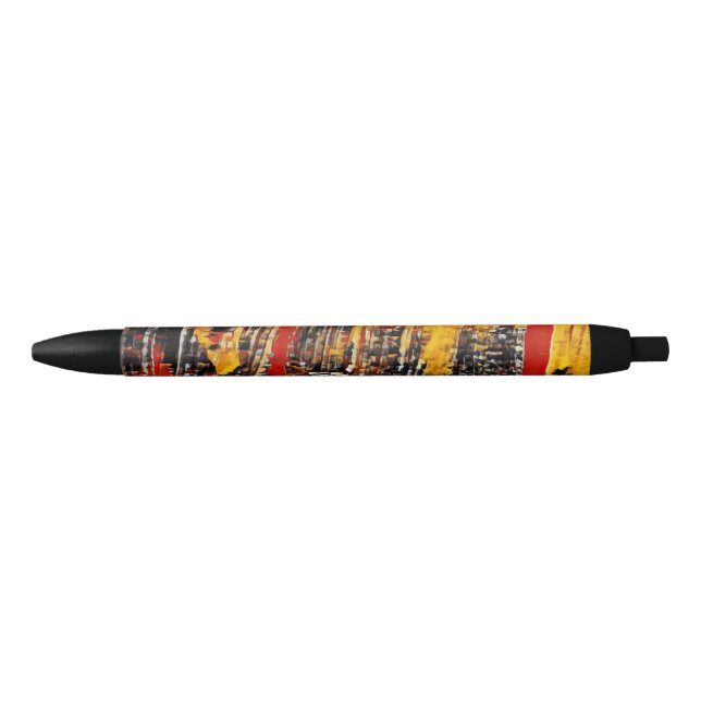Abstract Retro Circle Wheel Red Black Ink Pen (Front)